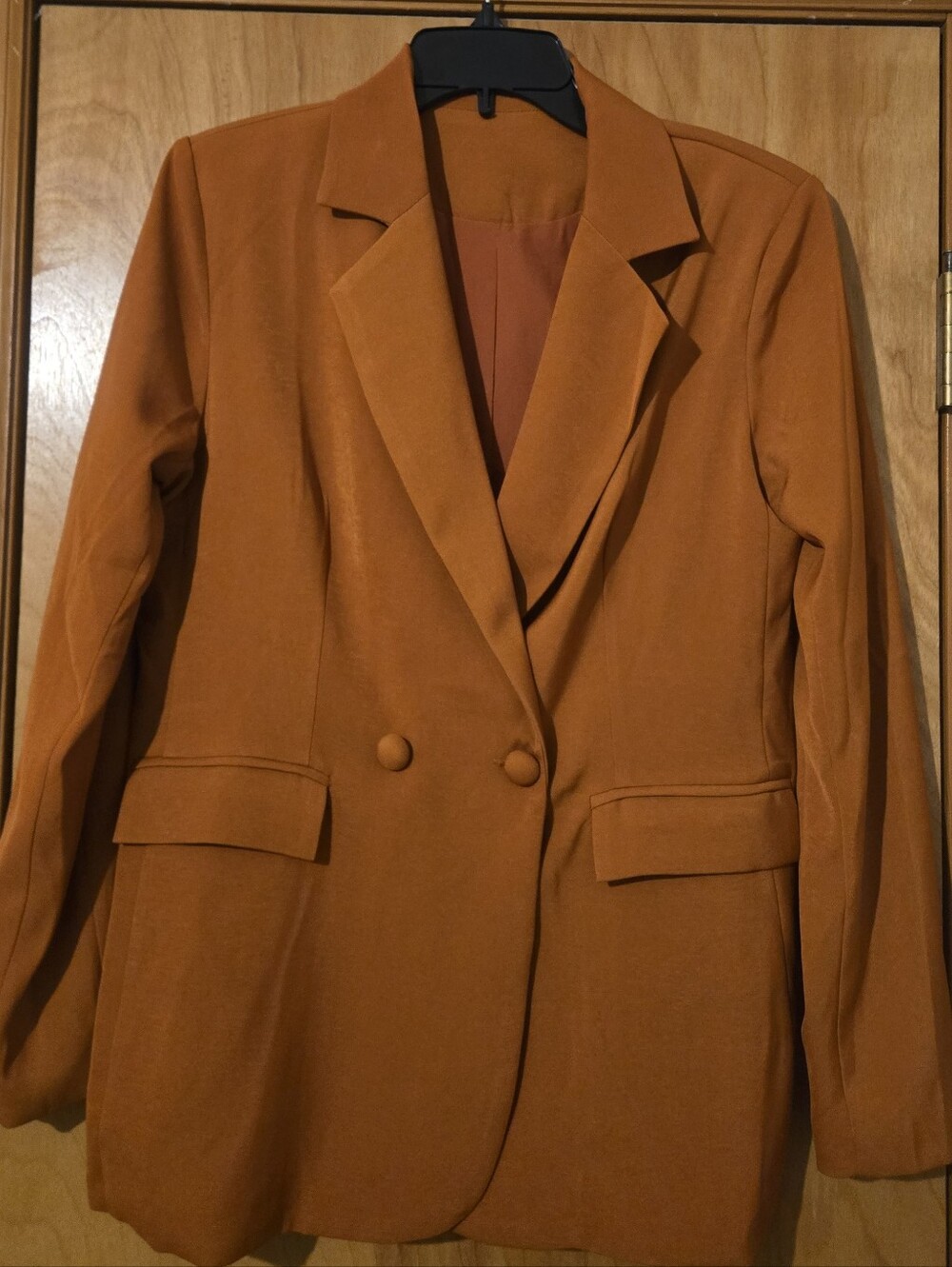 Women's Double-Breasted Rust Orange Blazer Jacket Size M
